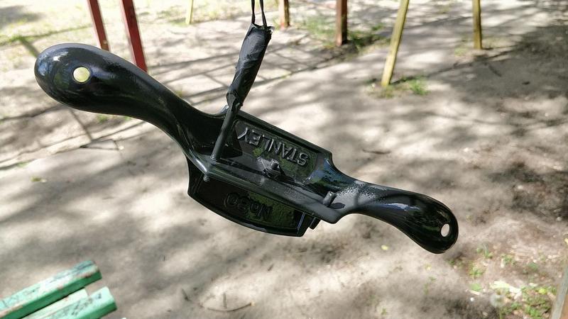 Stanley #80 scraper, spraying process